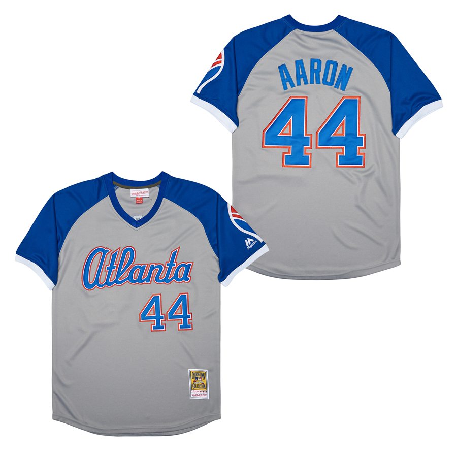 Men Atlanta Braves #44 Aaron grey Game 2022 throwback MLB Jersey
